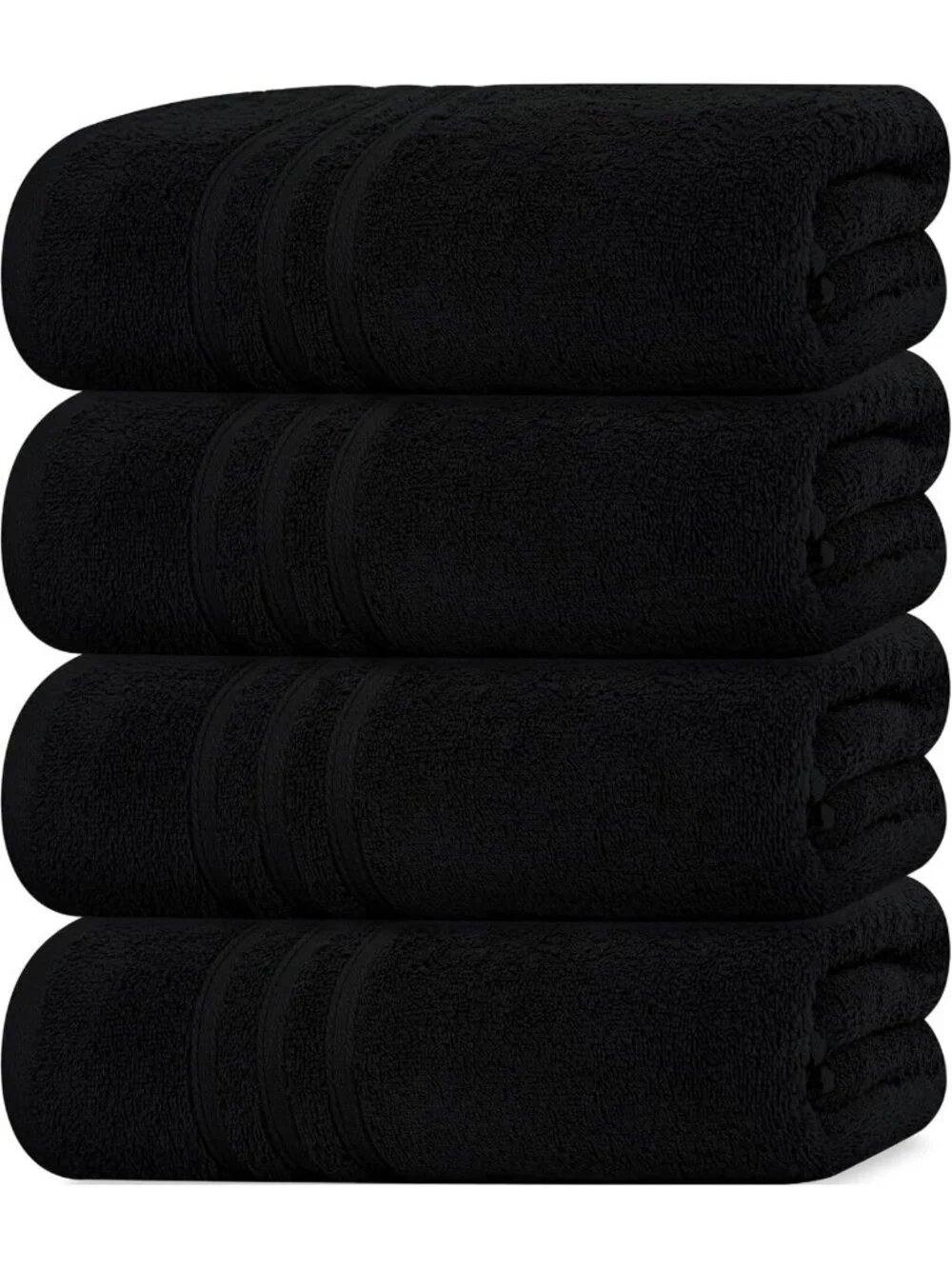 Luxury Black Bath Towels Set - 4 Soft, Absorbent 27x54 Inch Towels for Spa